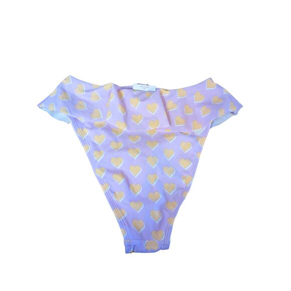 Stoney Clover Ruffle Bikini Bottom XS Pink Purple Orange Heart High Leg Swimsuit - Picture 13 of 14